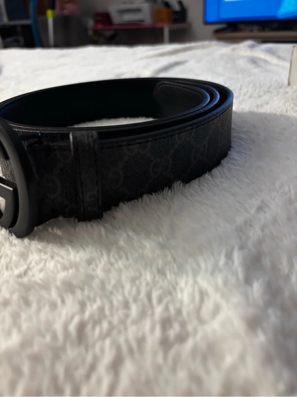 Brand new !! Black Monogram Belt with Black Interlocking Buckle